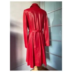 Christian Dior Manteau En Cuir Rouge -Outlet Élégance DIOR 872965 8