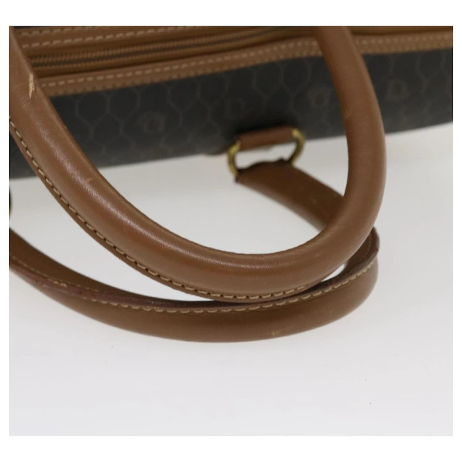 Christian Dior Honeycomb Canvas Sac Boston Cuir PVC Noir Marron Authentique 39170 7 Christian Dior Honeycomb Canvas Sac Boston Cuir PVC Noir Marron Authentique 39170 – Image 7