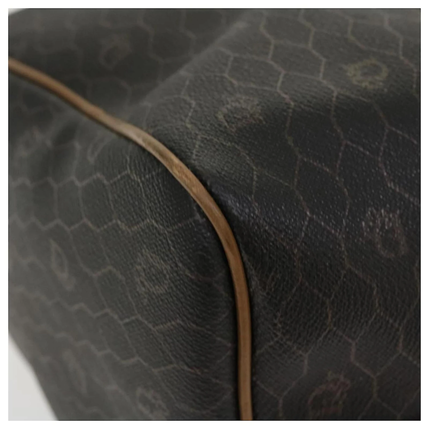 Christian Dior Honeycomb Canvas Sac Boston Cuir PVC Noir Marron Authentique 39170 9 Christian Dior Honeycomb Canvas Sac Boston Cuir PVC Noir Marron Authentique 39170 – Image 9