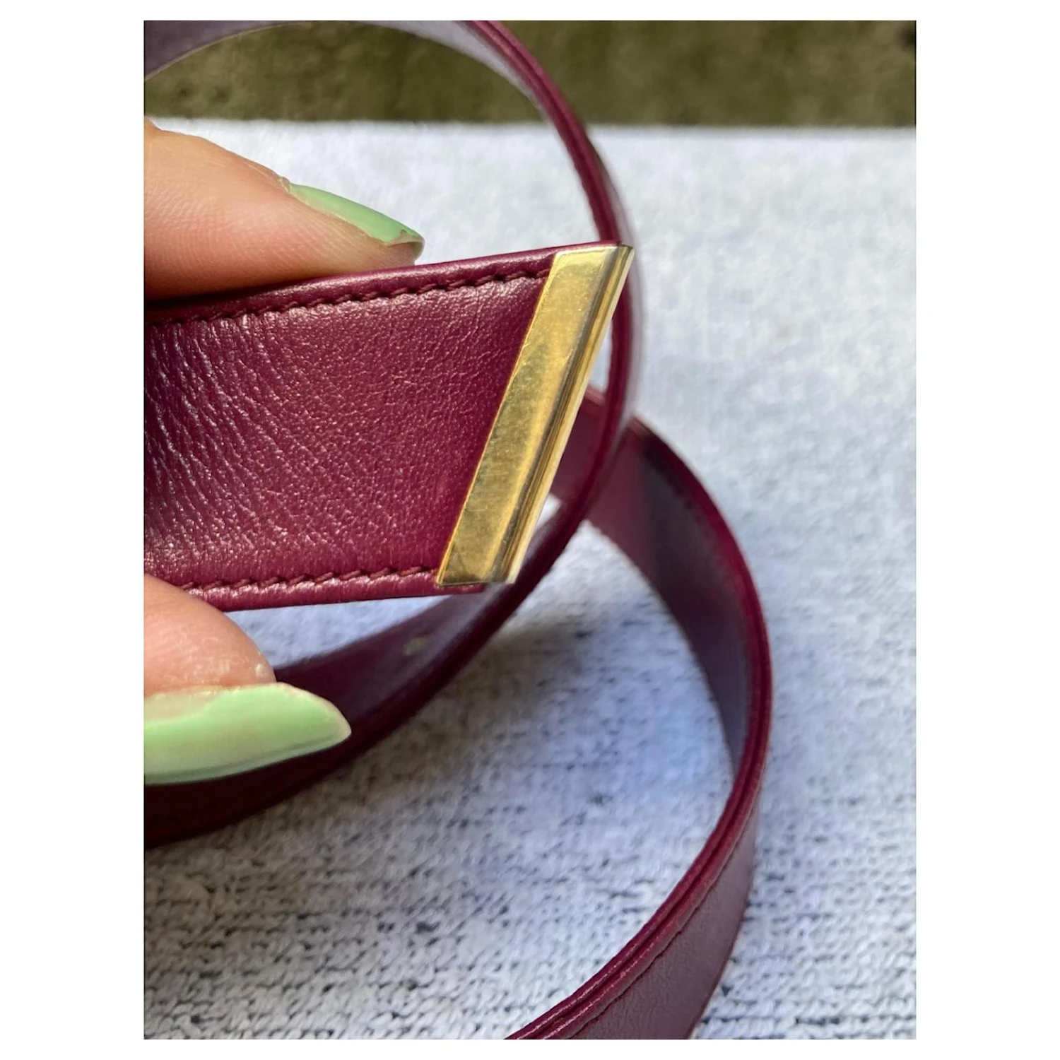 Superbe Ceinture Christian Dior En Cuir Et Métal Violet Bijouterie Dorée 2 Superbe Ceinture Christian Dior En Cuir Et Métal Violet Bijouterie Dorée – Image 2