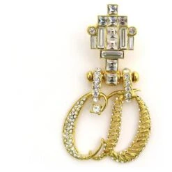 Autres Bijoux NEUF VINTAGE BROCHE CHRISTIAN DIOR INITIALES CD METAL DORE ET STRASS BROOCH Doré