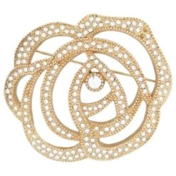 Autres Bijoux VINTAGE BROCHE CHRISTIAN DIOR FLEUR ET STRASS EN METAL DORE FLOWER BROOCH Doré