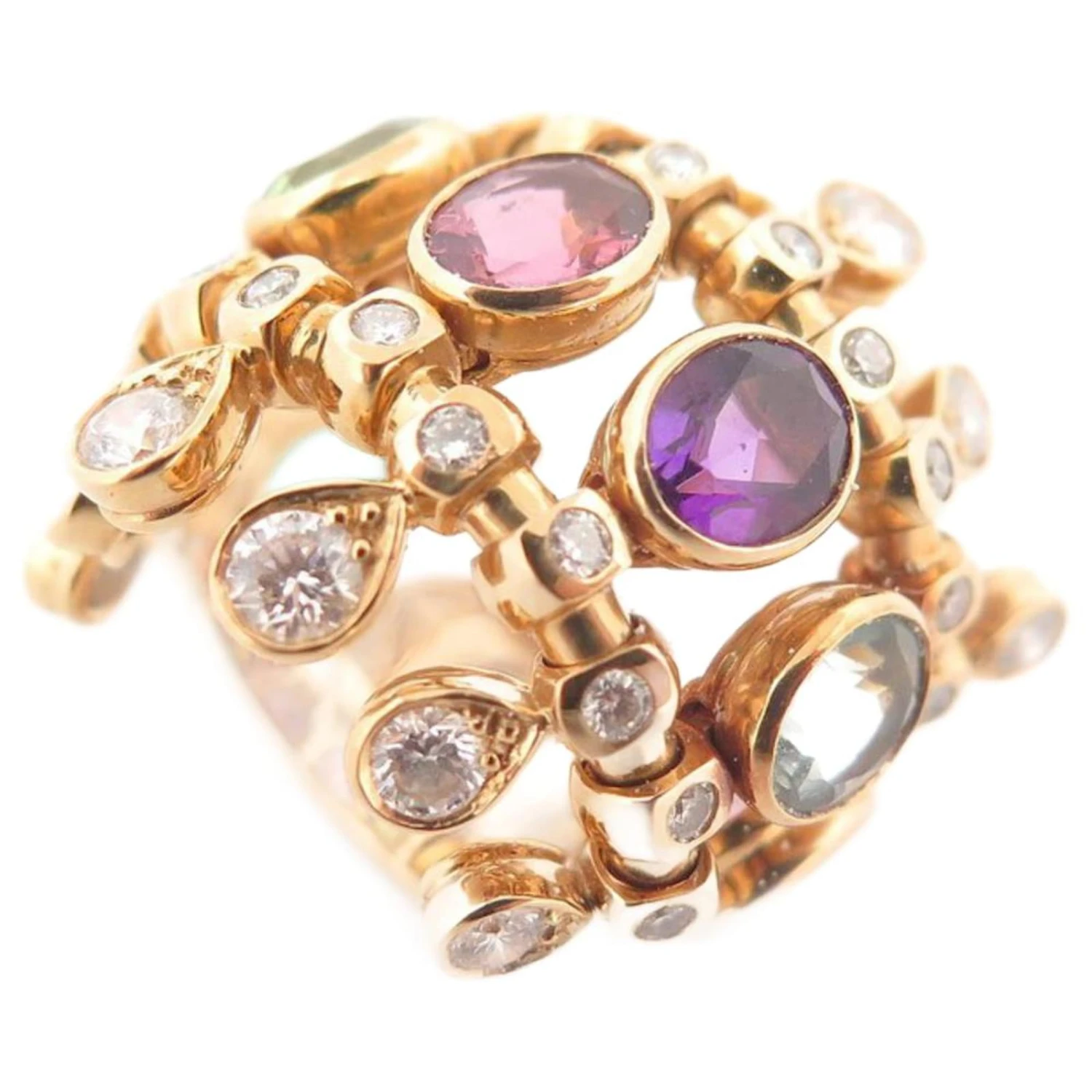 BAGUE DIOR JOAILLERIE QUATRE EPICES OR 18K DIAMANTS 8 PIERRES 4.9 CT RING Doré 1 BAGUE DIOR JOAILLERIE QUATRE EPICES OR 18K DIAMANTS 8 PIERRES 4.9 CT RING Doré