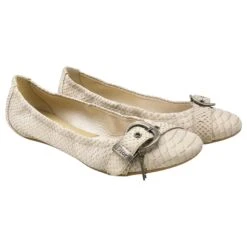 Ballerines Dior Western Taupe à Imprimé Python Marron Beige