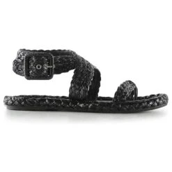 Sandales Tongs à Bride De Cheville En Raphia Tissé Noir Christian Dior