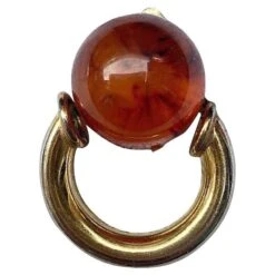 Christian Dior Belle Mono Boucle Dior Vintage Caramel Bijouterie Dorée