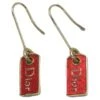 *Boucles D'oreilles Christian Dior Plate Logo Rouge Bijouterie Dorée