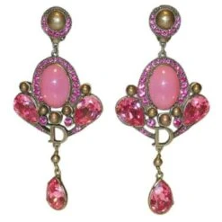 Christian Dior Boucles D'oreilles En Cristal John Galliano Pour Dior Doré