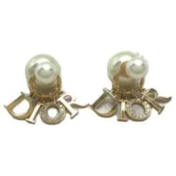 *Boucles D'oreilles Perle Christian Dior TRIBALES Blanc Bijouterie Dorée