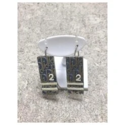 *Boucles D'oreilles Plaque Trotteur Christian Dior Bleu