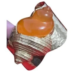 Dior Bracelet Manchette En Or CD Avec Accent De Coquillage Orange Bijouterie Dorée