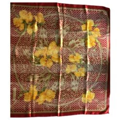 Christian Dior Foulards De Soie Rouge Jaune