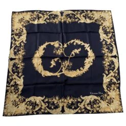 Dior Foulards De Soie Bleu Doré