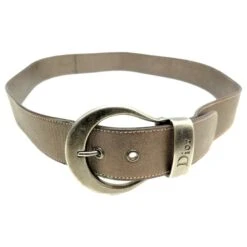 CEINTURE CHRISTIAN DIOR BOUCLE GAUCHO T95 CUIR GRAINE TAUPE METALLISE BELT