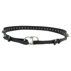 CEINTURE CHRISTIAN DIOR BOUCLE LOGO CD T85 EN CUIR NOIR CLOUTE STUDDED BELT