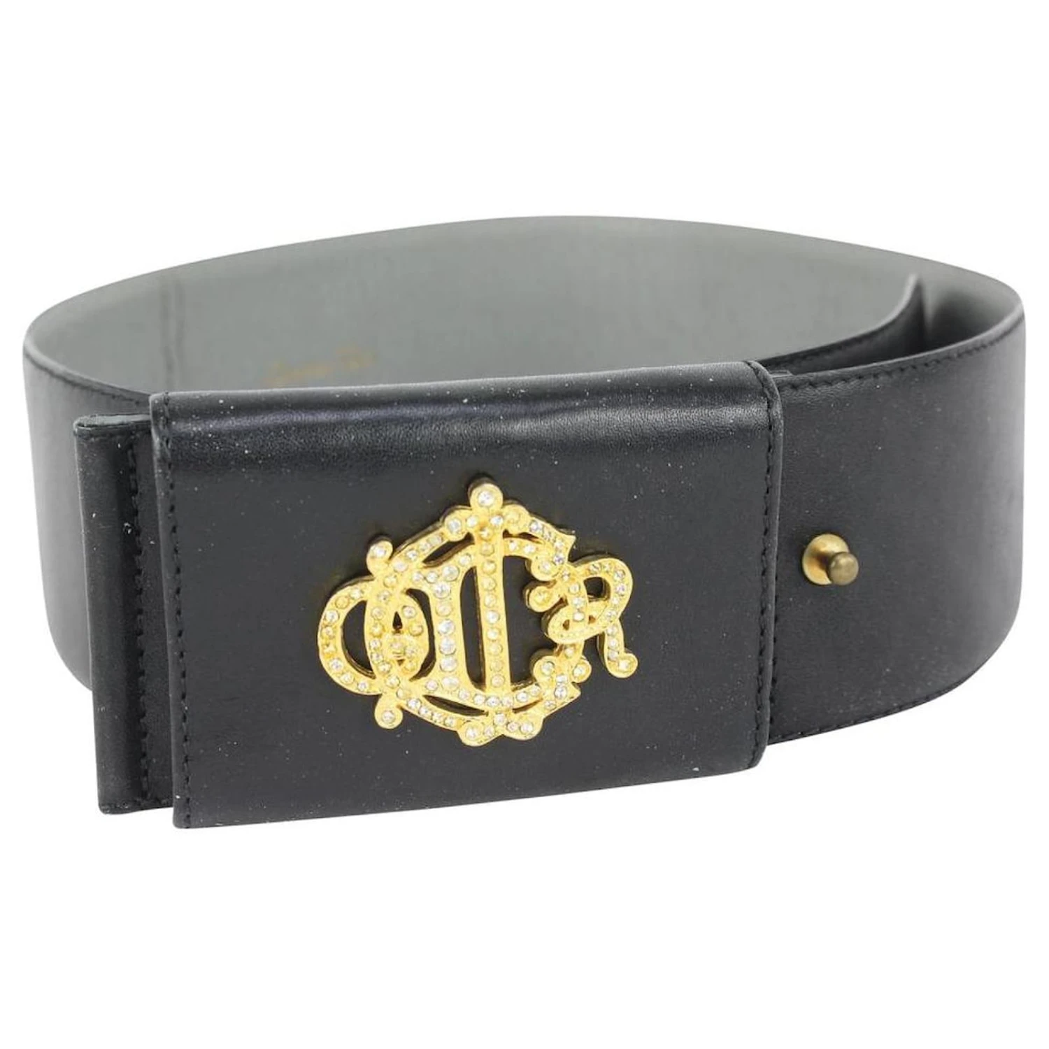 Dior Ceinture Noir X Or Cristal Initiales 1 Dior Ceinture Noir X Or Cristal Initiales