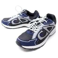 CHAUSSURES BASKETS DIOR B30 42 3SN279Z EN TISSU GRIS ET VERT SNEAKERS SHOES