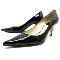 CHAUSSURES CHRISTIAN DIOR ESCARPINS EN CUIR VERNI 39 BLACK PUMPS SHOES Noir
