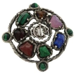 Christian Dior Broche Métal Argenté Auth Am3560