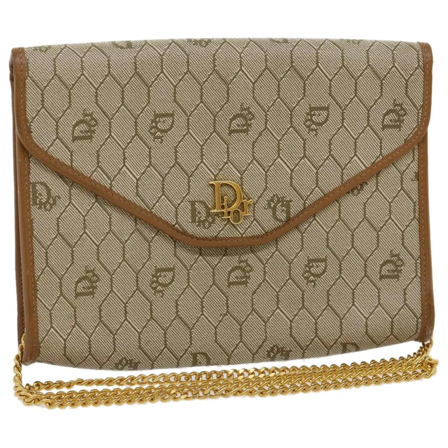 Christian Dior Honeycomb Chain Sac à Bandoulière En Cuir PVC Beige Auth Ar7196 1 Christian Dior Honeycomb Chain Sac à Bandoulière En Cuir PVC Beige Auth Ar7196
