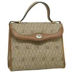 Christian Dior Sac à Main En Toile Nid D'abeille Beige Auth 31593