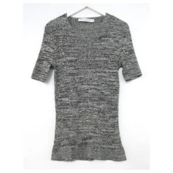 Christian Dior SS15 Haut à Ourlet Basque En Tricot De Soie/coton Gris Anthracite