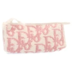 Christian Dior Trotter Pochette Toile Pile Rose Auth Yk2456