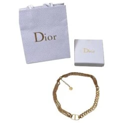 Collier Choker Chaîne CD Christian Dior Bijouterie Dorée