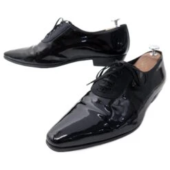 CHAUSSURES CHRISTIAN DIOR RICHELIEU SMOKING 41 IT 42 FR CUIR VERNIS SHOES Noir