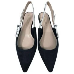 DIOR J'adior Nouvelles Ballerines En Cuir Et Tissu NOIR