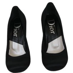 Christian Dior Escarpins En Satin Noir