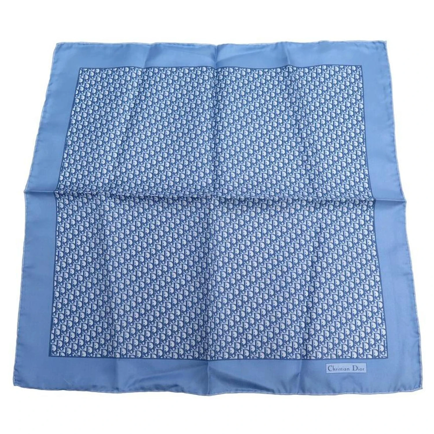 FOULARD CHRISTIAN DIOR POCHETTE TOILE MONOGRAMME OBLIQUE GAVROCHE BLEU SCARF 1 FOULARD CHRISTIAN DIOR POCHETTE TOILE MONOGRAMME OBLIQUE GAVROCHE BLEU SCARF