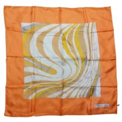 Christian Dior Carré De Soie Beige Orange Jaune