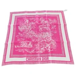 Carré DIOR Toile De Jouy Reverse Rose Fluo Blanc Fuschia
