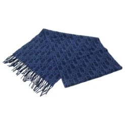 NEUF ECHARPE CHRISTIAN DIOR MONOGRAMME OBLIQUE LAINE CACHEMIRE BLEU SCARF Bleu Marine