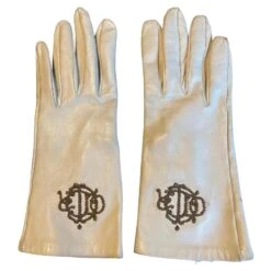 Christian Dior Gants Dior Brodés Blanc Cassé