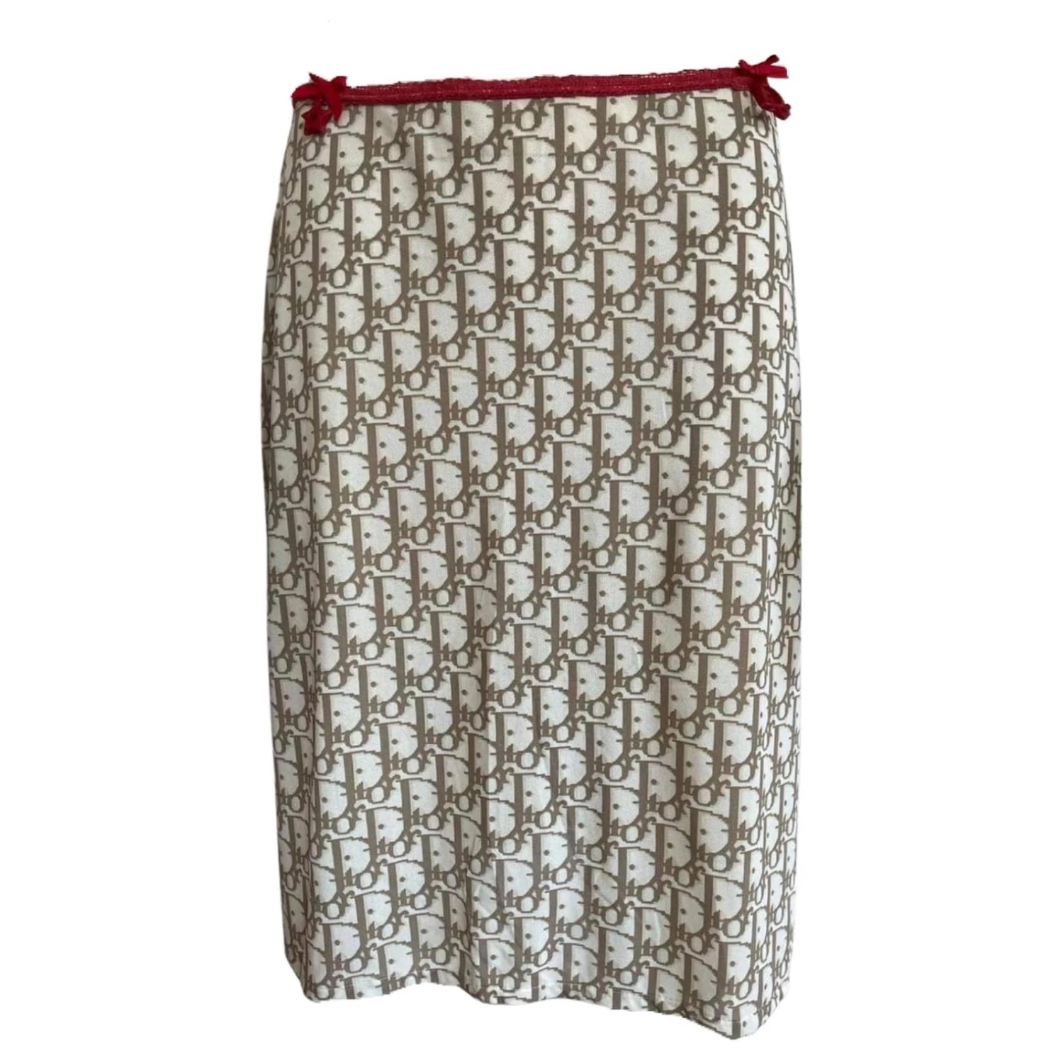 Jupe Christian Dior Monogramme Beige Style Paréo Blanc Rouge 1 Jupe Christian Dior Monogramme Beige Style Paréo Blanc Rouge