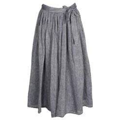 Dior Jupe Mi-longue Portefeuille Grise En Lin Mélangé