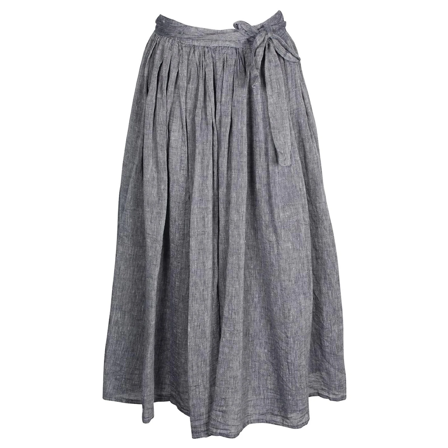 Dior Jupe Mi-longue Portefeuille Grise En Lin Mélangé 1 Dior Jupe Mi-longue Portefeuille Grise En Lin Mélangé