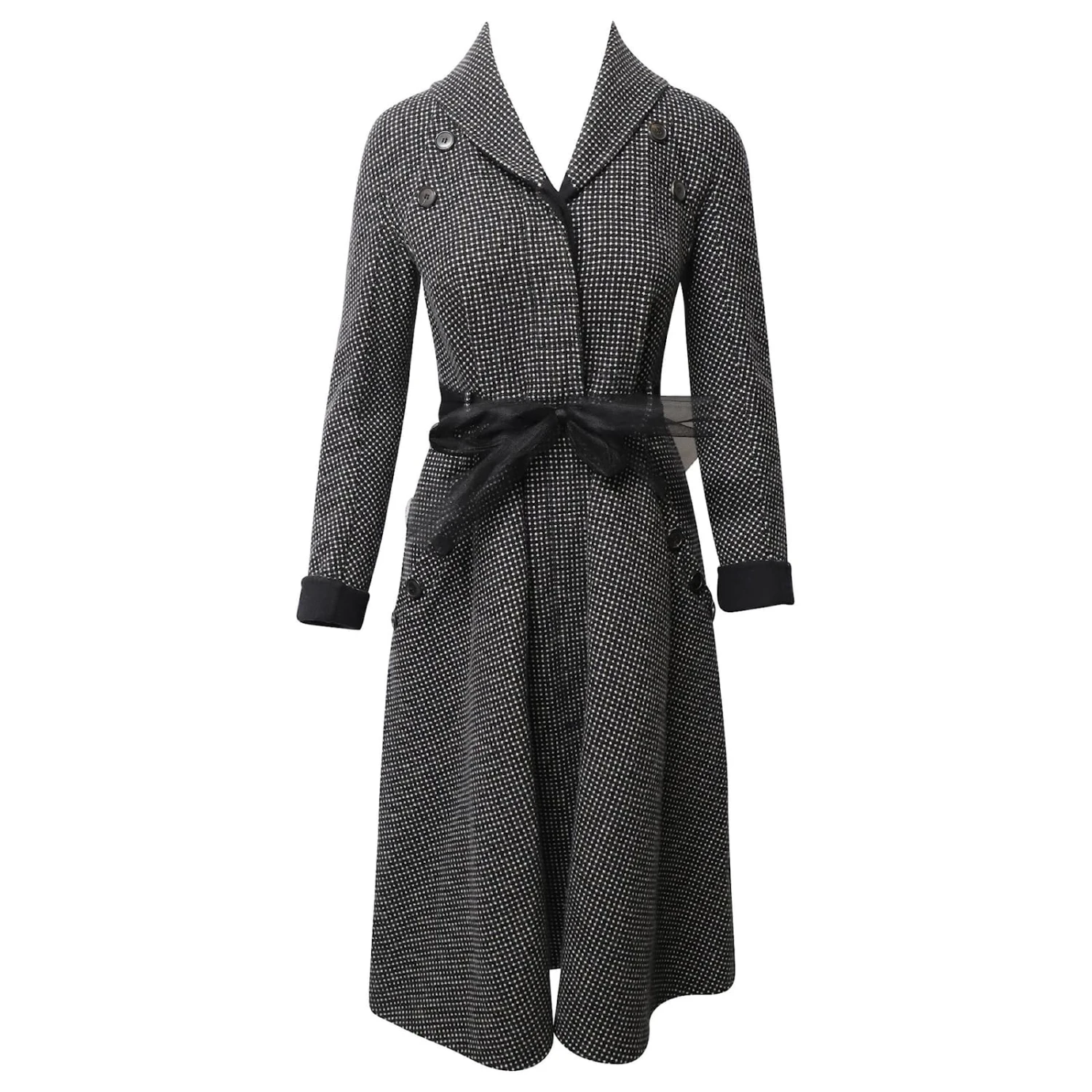 Trench Dior Avec Ceinture En Tulle En Laine Grise 1 Trench Dior Avec Ceinture En Tulle En Laine Grise