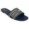 Dior SLIPPERS DWAY Sandale Coton Brodé Bleu Profond Noir
