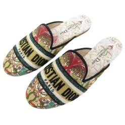 NEUF CHAUSSURES CHRISTIAN DIOR MULES IN HEART L 36 SANDALES EN TOILE SHOES Multicolore