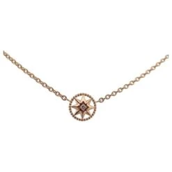 NEUF COLLIER CHRISTIAN DIOR ROSE DES VENTS XS OR ROSE 18K DIAMANT GOLD NECKLACE