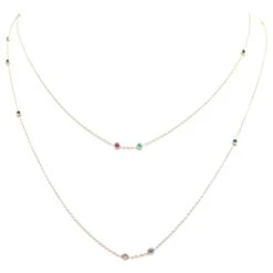 Christian Dior NEUF COLLIER DIOR SAUTOIR MIMIOUI 110CM OR JAUNE PIERRES RUBIS DIAMANTS NECKLACE Doré