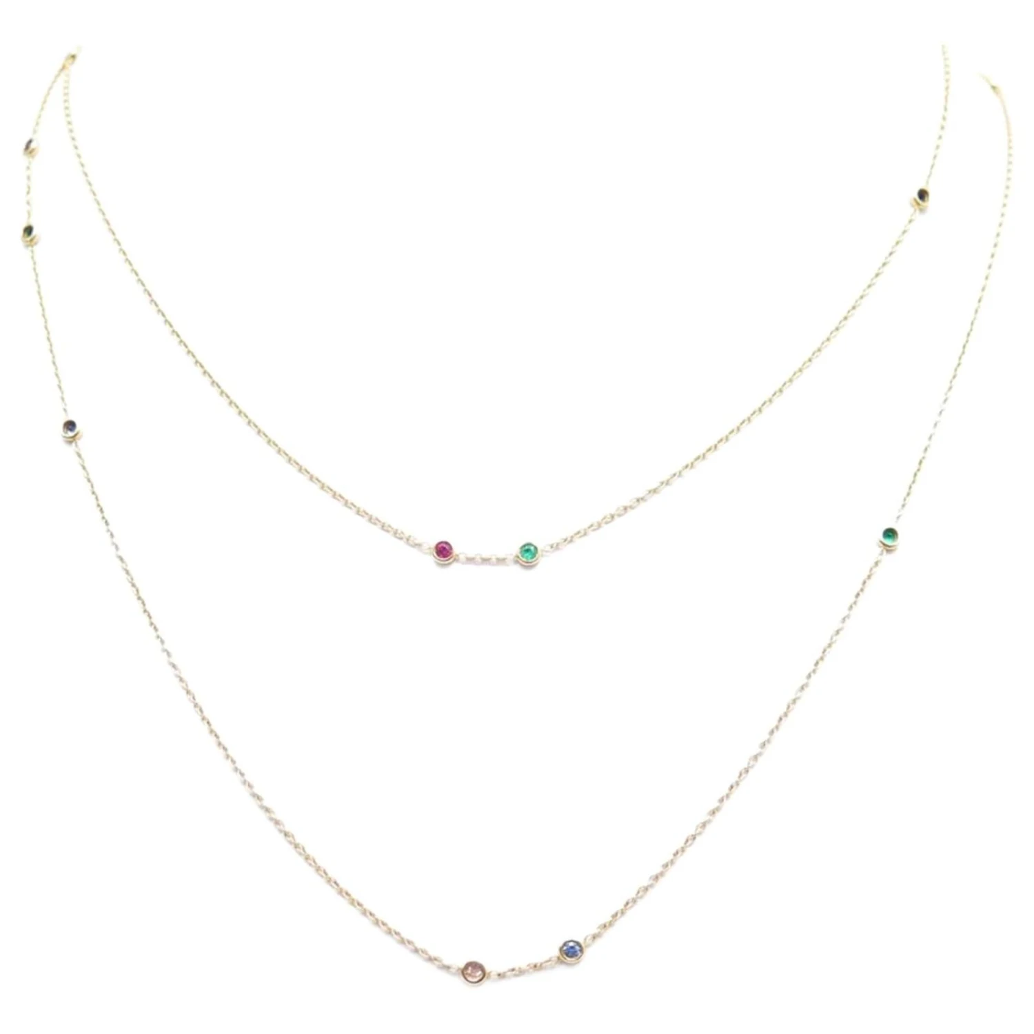 Christian Dior NEUF COLLIER DIOR SAUTOIR MIMIOUI 110CM OR JAUNE PIERRES RUBIS DIAMANTS NECKLACE Doré 1 Christian Dior NEUF COLLIER DIOR SAUTOIR MIMIOUI 110CM OR JAUNE PIERRES RUBIS DIAMANTS NECKLACE Doré