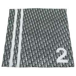 NEUF FOULARD CHRISTIAN DIOR CARRE 55 TROTTER OBLIQUE MONOGRAMME NUMERO 2 SCARF Gris
