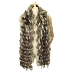 NEUF FOULARD CHRISTIAN DIOR ETOLE EN FOURRURE DE RENARD ARGENTE FOX FUR SCARF Marron