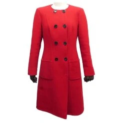 NEUF MANTEAU LONG CHRISTIAN DIOR M 38 EN LAINE ROUGE NEW RED WOOL COAT