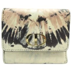 NEUF PORTEFEUILLE CHRISTIAN DIOR LOTUS 30 MONTAIGNE S20570BDE CUIR WALLET Écru