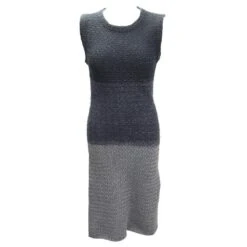 NEUF ROBE CHRISTIAN DIOR 2H24615AM563 36 S EN LAINE TRICOLORE GRIS DRESS